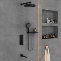 Душевая система Vincea Inspire с термостатом Черная матовая арт-VSFW-433TI2RMB — фото 3, Встраиваемые душевые комплекты