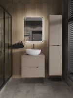 Тумба с раковиной Orange Line 60 подвесная Латте матовый арт-Li-60TuLMDF+B07-420W — фото 5, Тумбы с раковиной