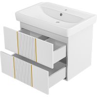 Тумба с раковиной Brevita Vega 70 подвесная Белая матовая Золото арт-УТ000022669 — фото 4, Тумбы с раковиной