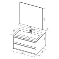 Комплект мебели для ванной Aquanet Lino 90 подвесной Дуб Веллингтон арт-271958 — фото 12, Комплекты мебели для ванной