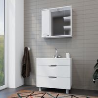 Зеркало со шкафом Mixline Этьен 75 L с подсветкой Белое арт-534831 — фото 3, Зеркальные шкафы в ванную