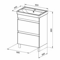 Тумба с раковиной Orange Topline-Lyon 60 Белый глянец арт-TLNF60+RA — фото 6, Тумбы с раковиной