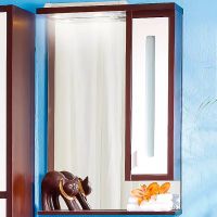 Зеркало со шкафом Бриклаер Бали 62 R с подсветкой Венге Белое глянцевое арт-4627125411823 — фото 1, Зеркальные шкафы в ванную