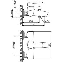 Смеситель для ванны Orange Tony Графит арт-M54-100gr — фото 3, Смеситель для ванны