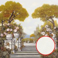 Фреска Ortograf Городской пейзаж живопись 11692 Фактура флок FLK Флизелин (2,7*2,7) Зеленый/Голубой/Белый, Город/Цветы/Деревья арт-11692 (флок FLK) — фото 1, Фрески