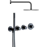 Душевая система Paffoni Modular Box с термостатом Черная матовая арт-KITMB000NO — фото 1, Встраиваемые душевые комплекты