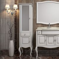 Шкаф пенал Opadiris Лаура 44 L Белый матовый ручки Swarovski Хром арт-Z0000012756 — фото 3, Пеналы для ванной комнаты