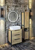 Шкаф пенал Sanflor Гард 2 43 Дуб крафт золотой Черный арт-С22584 — фото 4, Пеналы для ванной комнаты