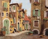 Фреска Ortograf Городской пейзаж живопись 11748 Фактура бархат FX Флизелин (3,3*2,7) Бежевый/Разноцветный, Город/Цветы/Живопись арт-11748 (бархат FX) — фото 2, Фрески