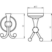 Двойной крючок Migliore Fortuna Хром арт-27709 — фото 2, Крючки для полотенец