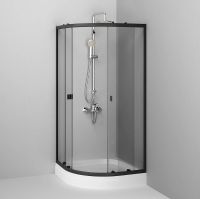 Душевой уголок AM.PM X-Joy Twin Slide 80х80 профиль Черный матовый стекло прозрачное арт-W88E-205-080BT64 — фото 5, Душевые уголки четверть круга