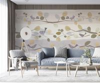 Панно Zambaiti Parati Satin Flowers IV Винил на флизелине (3*5,1) Бежевый/Белый/Зеленый, Листья/Птицы арт-Z66893 — фото 3, Обои для стен