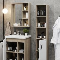 Шкаф пенал Onika Тимбер 30.01 Белый матовый Дуб сонома арт-403066 — фото 6, Пеналы для ванной комнаты