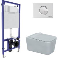 Комплект унитаза с инсталляцией Berges Floe Rimless с сиденьем Микролифт и клавишей смыва Хром матовый арт-043281 — фото 1, Комплекты унитаз + инсталляция