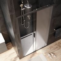 Душевая дверь AM.PM Gem Solo 110 профиль Черный матовый стекло матовое-прозрачное арт-W90G-110-1-195BM — фото 3, Раздвижные душевые двери