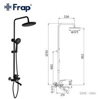 Товар: Душевая система Frap H49-6 Черная матовая Хром арт-F2449-6 - фото 14 Душевая система Frap H49-6 Черная матовая Хром арт-F2449-6 — фото 14, Душевые стойки