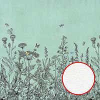 Фреска Ortograf Flora 31061 Фактура бархат FX Флизелин (4*2,7) Бирюзовый, Цветы/Бабочки арт-31061 (бархат FX) — фото 1, Фрески