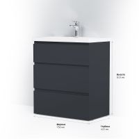 Тумба под раковину AM.PM Gem S 75 Графит матовый арт-M91FSX0752GM — фото 10, Тумбы под раковину
