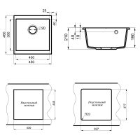 Кухонная мойка Milacio Leon 45 Cuarzo Серый металлик арт-MC.77093 — фото 6, Кухонные мойки
