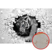 Фреска Ortograf 3D 33261 Фактура бархат золото FX-G Флизелин (4*2,7) Белый/Серый, Кирпич/Животные арт-33261 (бархат золото FX-G) — фото 1, Фрески