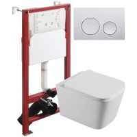 Комплект унитаза с инсталляцией Agger с сиденьем Микролифт и клавишей смыва Хром глянцевый арт-ATI04100+APB100 — фото 1, Комплекты унитаз + инсталляция