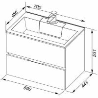 Тумба с раковиной Aquanet Алвита 70 подвесная Серый антрацит арт-213093 — фото 7, Тумбы с раковиной