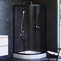 Душевой уголок AM.PM X-Joy Twin Slide 90х90 профиль Черный матовый стекло прозрачное арт-W88G-205-090BT64 — фото 2, Душевые уголки четверть круга