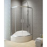 Душевой уголок New Trendy New Varia Chrome 80х80 профиль Хром стекло прозрачное арт-K-0493 — фото 2, Душевые уголки четверть круга