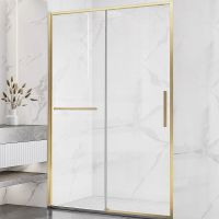 Душевая дверь Vincea Slim Soft 150 профиль Золото брашированное стекло прозрачное арт-VDS-1SS150CLG — фото 1, Раздвижные душевые двери