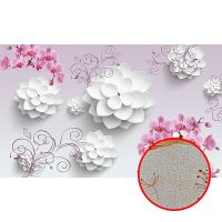 Фреска Ortograf 3D 33082 Фактура бархат золото FX-G Флизелин (4,5*2,7) Сиреневый/Белый/Розовый, Цветы/Абстракция арт-33082 (бархат золото FX-G) — фото 1, Фрески