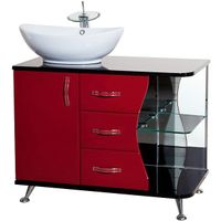 Тумба под раковину Bellezza Рио 90 L Черная Красная арт-4633615142214 — фото 1, Тумбы под раковину