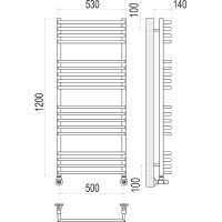 Водяной полотенцесушитель Terminus Берн П18 500х1200 Хром, нижнее подключение, G 1/2" ВР, с комплектом вентилей арт-4670078513427 — фото 4, Водяные полотенцесушители