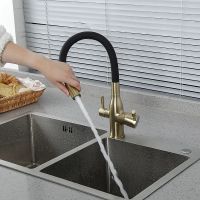 Смеситель для кухни Frap H69 Сатин золотой Черный арт-F4396-3 — фото 8, Смесители для кухни