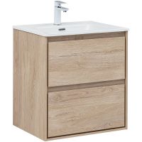 Тумба под раковину Aquanet Милан 60 подвесная Дуб светлый арт-336382 — фото 1, Тумбы под раковину