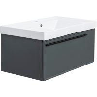 Тумба под раковину La Fenice Elba 80 подвесная Серая матовая арт-FNC-01-ELB-G-80 — фото 1, Тумбы под раковину