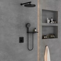 Душевая система Vincea Inspire с термостатом Черная матовая арт-VSFW-3I21T2RMB — фото 3, Встраиваемые душевые комплекты