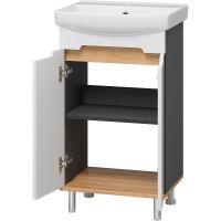 Тумба с раковиной Misty Сканди 50 Белый Дуб крафт золотой Антрацит арт-УТ000023180 — фото 3, Тумбы с раковиной