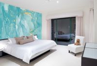 Фреска Ortograf Fluid art 34040 Фактура флок FLK Флизелин (4*2,7) Бирюзовый/Золото, Абстракция арт-34040 (флок FLK) — фото 3, Фрески