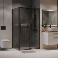 Душевой уголок Niagara Nova 130х80 профиль Черный матовый стекло тонированное арт-NG-85-13TB-TB80-34 — фото 1, Прямоугольные душевые уголки