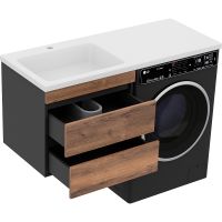 Тумба с раковиной Misty Коломбо 120 L подвесная Дуб Галифакс Антрацит арт-УТ000015589 — фото 3, Тумбы с раковиной