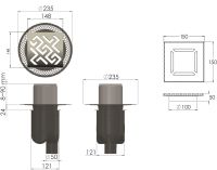 Душевой трап Berges Platz Antik 150x150 с решеткой Хром арт-091061 — фото 7, Трапы для душа