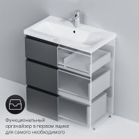Тумба под раковину AM.PM Gem S 75 Графит матовый арт-M91FSX0752GM — фото 7, Тумбы под раковину