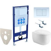 Комплект унитаза с инсталляцией Aquatek с сиденьем Микролифт и Белой клавишей смыва арт-SET AQUATEK АЛЬТАИР cm-009 4в1 — фото 1, Комплекты унитаз + инсталляция