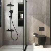 Душевая система Vincea Esse с термостатом Черная матовая арт-VSFS-1E1TMB — фото 5, Душевые стойки