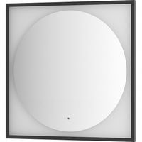 Зеркало Defesto Eclipce 80х80 с подсветкой 18W-3000К/в багетной раме/ИК - выключатель/Теплый белый свет/Черная рама арт-DF 2233R — фото 1, Зеркала в ванную комнату