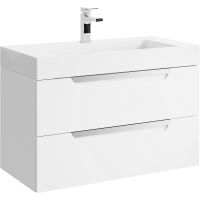 Тумба под раковину Aqwella Cube 90 подвесная Белая матовая арт-CUB0109W — фото 1, Тумбы под раковину