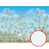 Фреска Ortograf Chinoiserie 33954 Фактура бархат FX Флизелин (4*3) Голубой/Зеленый, Деревья/Птицы арт-33954 (бархат FX) — фото 1, Фрески