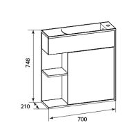 Тумба с раковиной 1MarKa Stretto 70П подвесная Белый глянец арт-У94633 — фото 13, Тумбы с раковиной