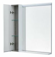 Зеркало со шкафом Aquaton Рене 80 L с подсветкой Белый Грецкий орех арт-1A222502NRC80 — фото 2, Зеркальные шкафы в ванную