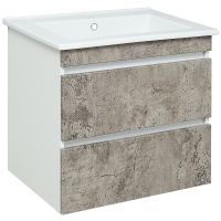 Тумба под раковину Runo Манхэттен 65 Серый бетон Белая арт-00-00001018 — фото 1, Тумбы под раковину